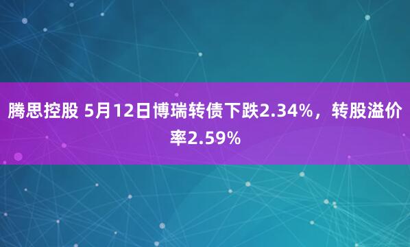 腾思控股 5月12日博瑞转债下跌2.34%，转股溢价率2.59%