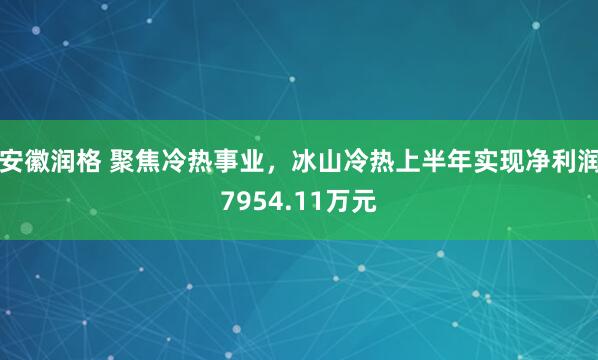 安徽润格 聚焦冷热事业，冰山冷热上半年实现净利润7954.11万元